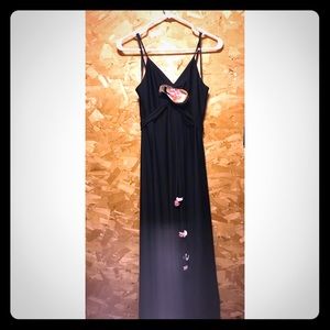 Vintage 1970s maxi dress with cascading flowers